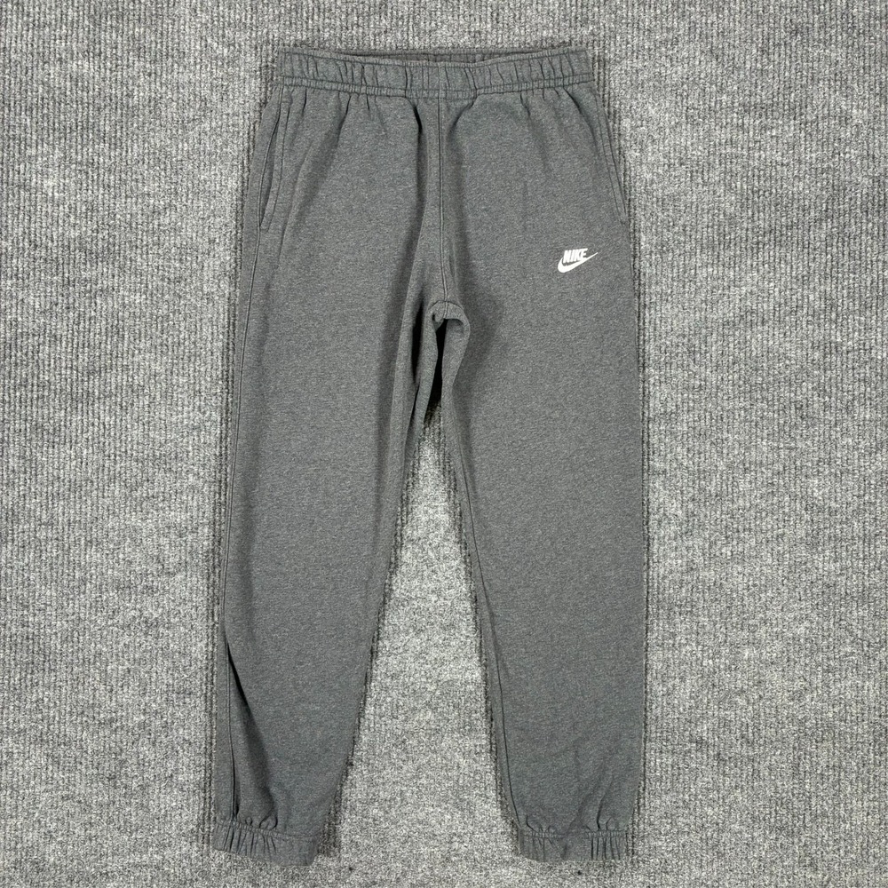 Nike Mens‎ Jogger Pants Size Medium Gray Fleece Pull On Drawstring Athletic